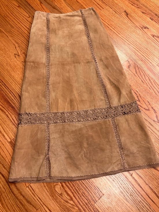 Coldwater Creek Dresses & Skirts - 100% Leather Suede Long Skirt Small Tan Neutral Natural Fiber